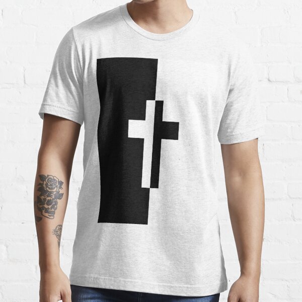 Half Black Half White Cross T Shirt By Eleveneleven Redbubble