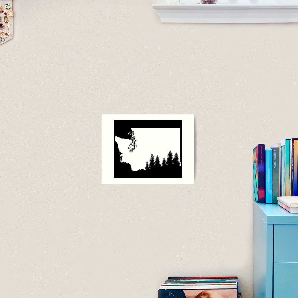 "White Washington State Silhouette Evergreen Tree Cutout" Art Print by treszurechest Redbubble