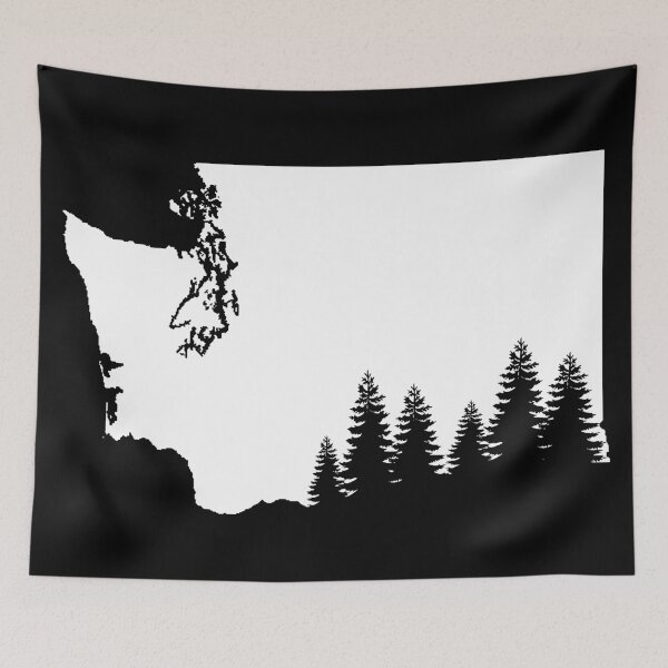 Item preview, White Washington State Silhouette - Evergreen Tree Cutout designed and sold by treszure-chest.