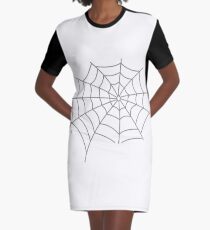 Spider web #Spider #web #SpiderWeb #illustration #arachnid #trap #design #vector #shape #pattern #silhouette #abstract #nature #webtogether #element #horizontal #whitecolor #blackandwhite #monochrome Graphic T-Shirt Dress