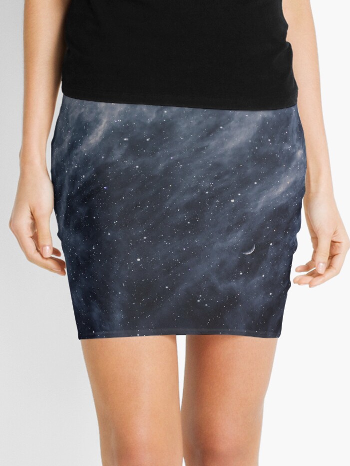 Mini Skirt, Blue Clouds, Blue Moon designed and sold by Victoria Avvacumova