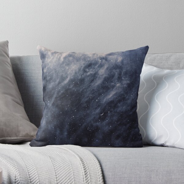 Blue Clouds, Blue Moon Throw Pillow