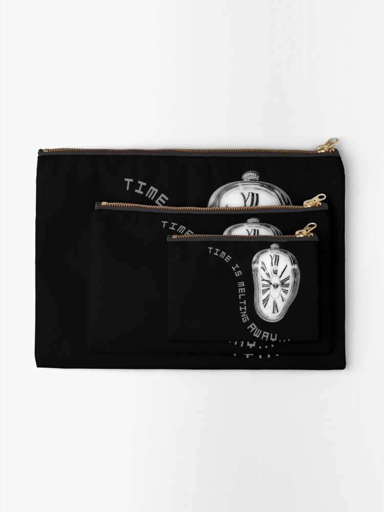 Alternate view of Surreal Melting Clock. Time is melting away. Zipper Pouch