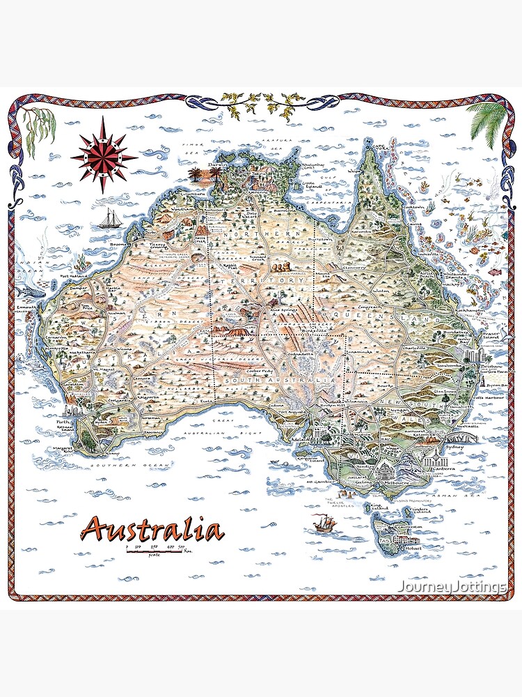 Australia Pictorial Decorative Map by JourneyJottings