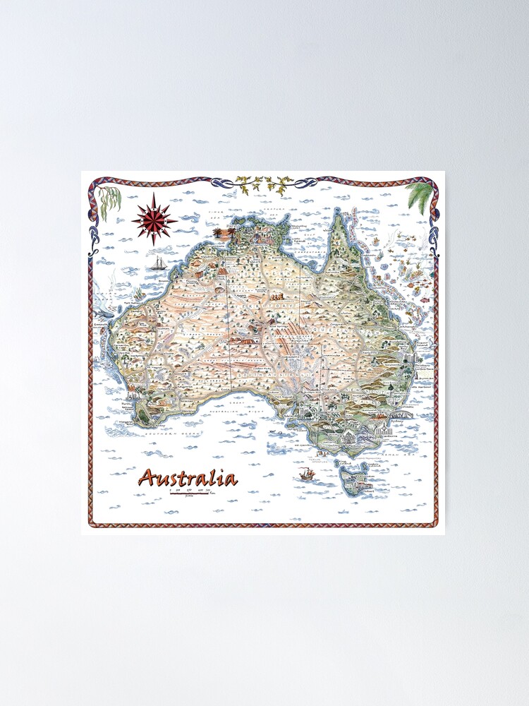 Alternate view of Australia Pictorial Decorative Map Poster