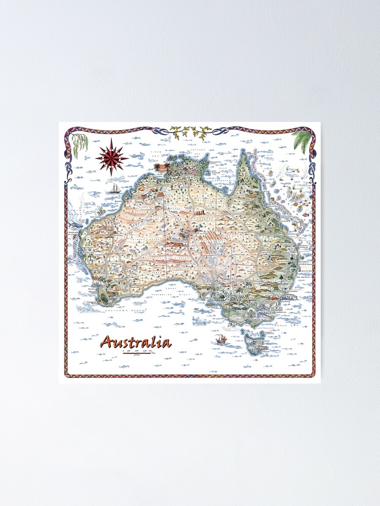 Alternate view of Australia Pictorial Decorative Map Poster