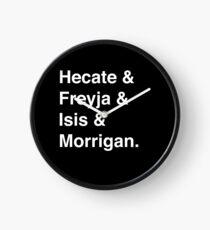 Goddesses of Magic - Hecate, Freyja, Isis, and Morrigan Clock