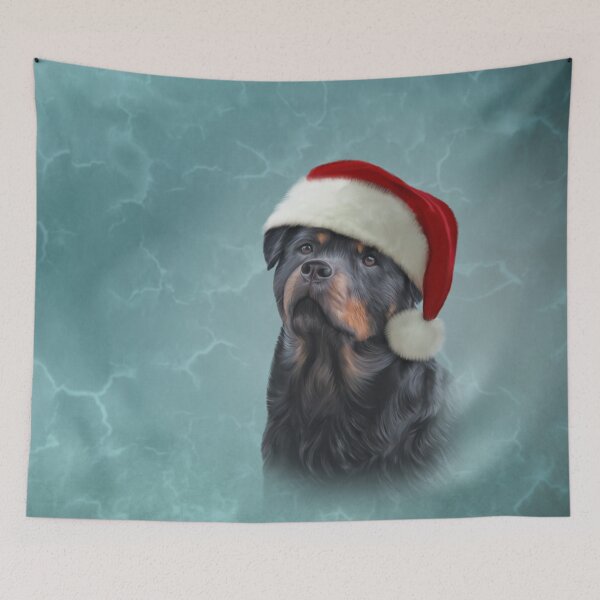 Item preview, Rottweiler dog in red hat of Santa Claus  designed and sold by bonidog.
