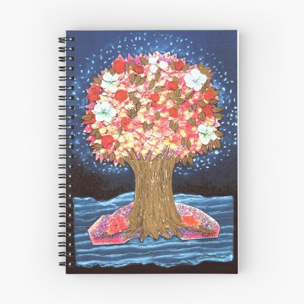 Artikelvorschau, TRAUMBAUM MIT HORTEN UND BOUGAINVILLEN - Collage-Design mit getrockneten Blüten entworfen und verkauft von RubaiDesign.