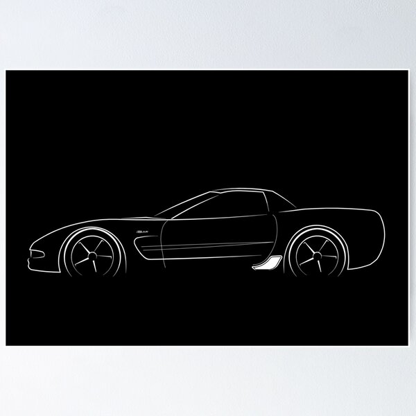 Chevy C5 Corvette Z06 - profile stencil, white Poster for Sale by  mal-photography