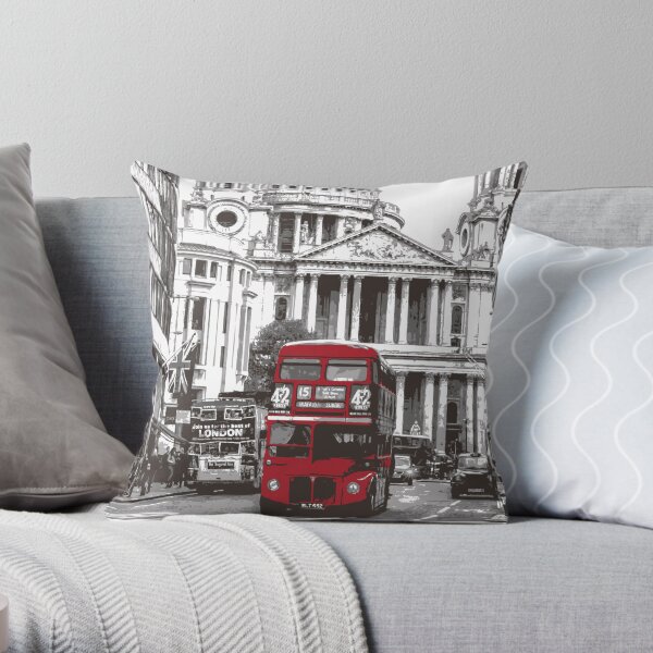 Red Double Decker Bus in London Throw Pillow