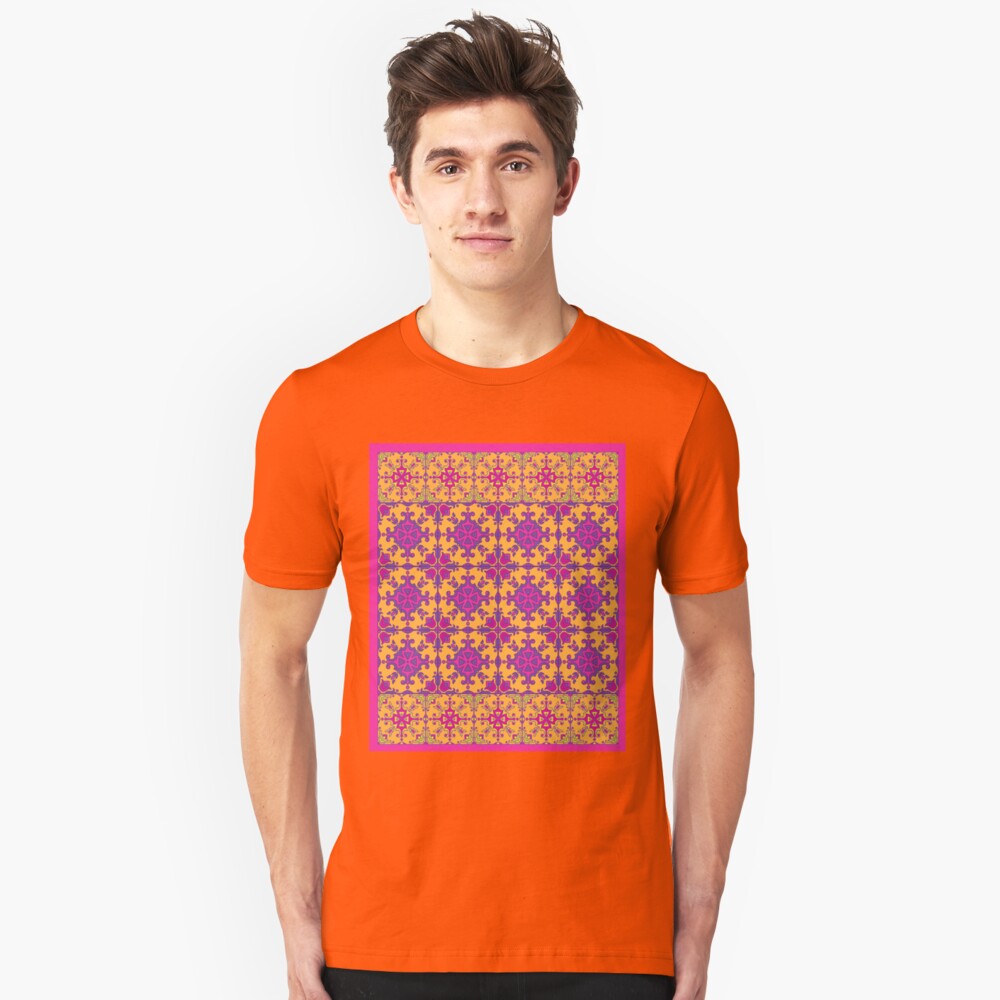 azulejo print - fuschia Slim Fit T-Shirt