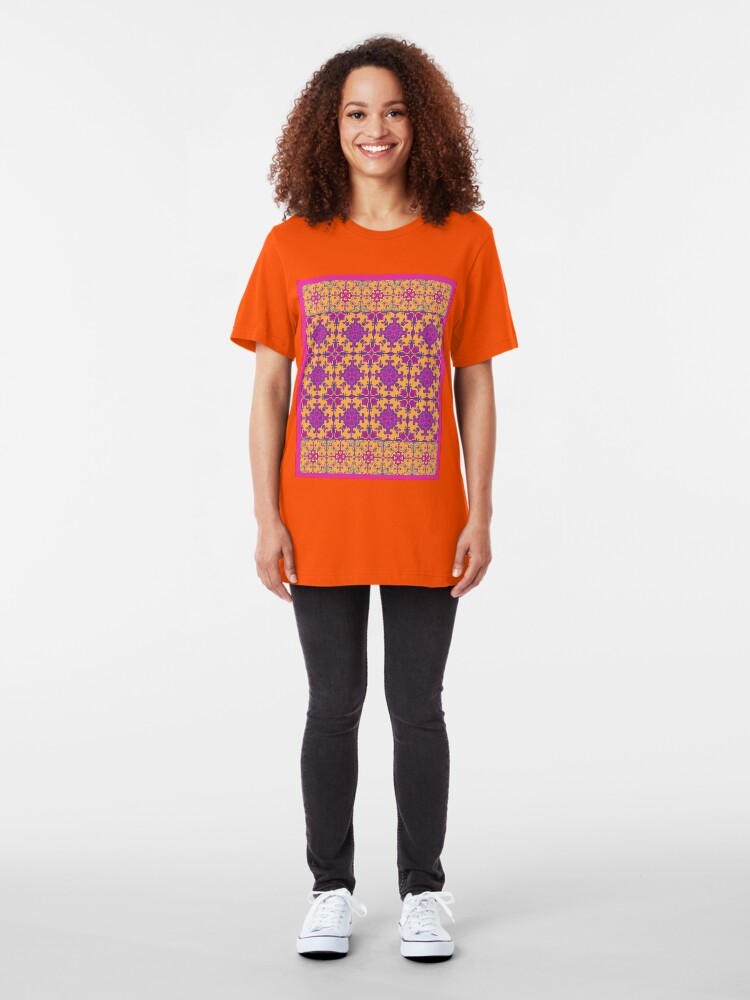 Alternate view of azulejo print - fuschia Slim Fit T-Shirt