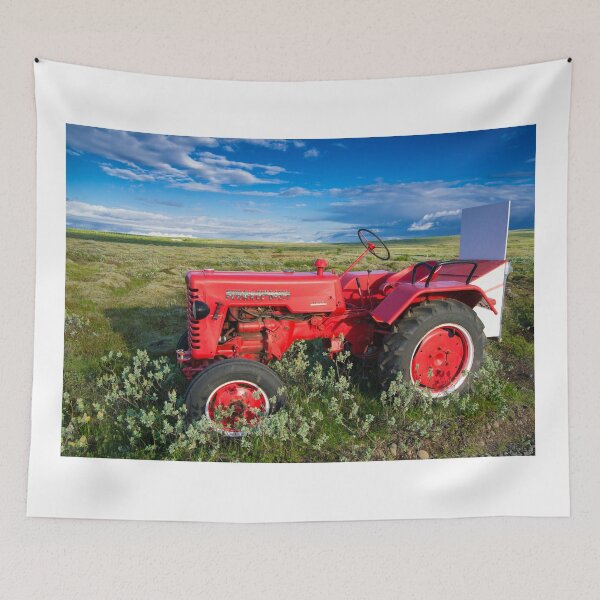 Item preview, Red Farmall Tractor in Iceland landscape designed and sold by mhfoto.