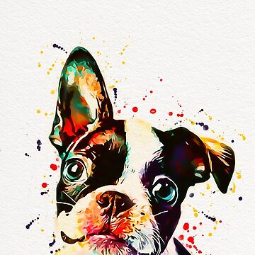 Artwork thumbnail, Boston Terrier Watercolor by mugdesignstudio
