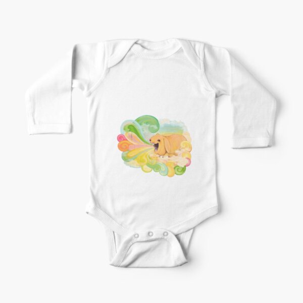 Happy rainbow rabbit ... thing Long Sleeve Baby One-Piece