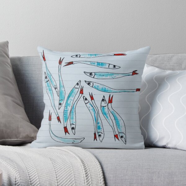 Silver Fish Red Tails Throw Pillow