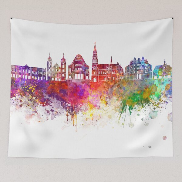 Item preview, Osijek skyline in watercolor background designed and sold by paulrommer.