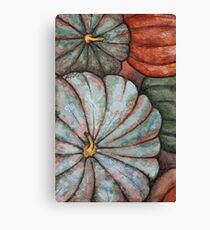 Autumn pumpkin and gourd watercolor painting Canvas Print