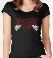 Workin My Bow Off Funny Cheerleading Cheer Women's Fitted Scoop T-Shirt