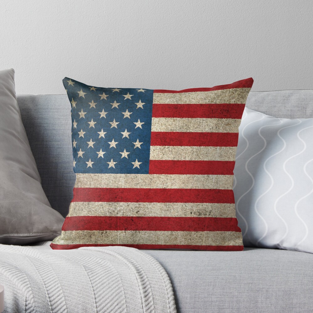Old and Worn Distressed Vintage Flag of The United States Throw Pillow