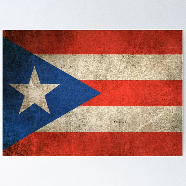 Puerto Rico and America Flag Combo Distressed Design Poster for