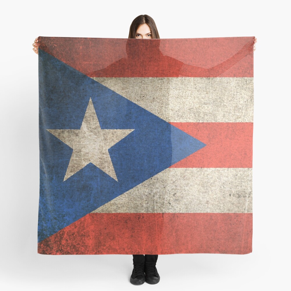 Old and Worn Distressed Vintage Flag of Puerto Rico Scarf
