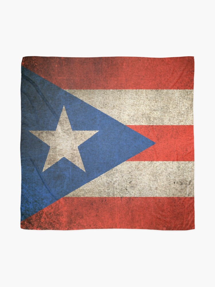 Alternate view of Old and Worn Distressed Vintage Flag of Puerto Rico Scarf