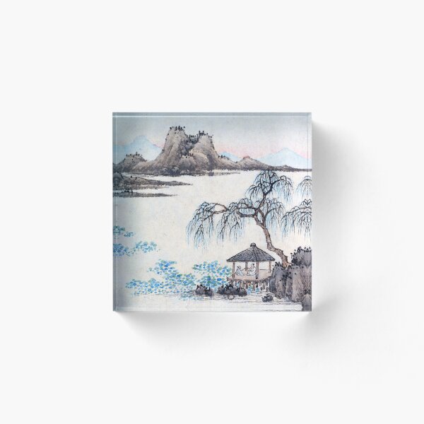 Item preview, Paisaje con pabellón y sauces (arte chino restaurado) designed and sold by PromoteProgress.