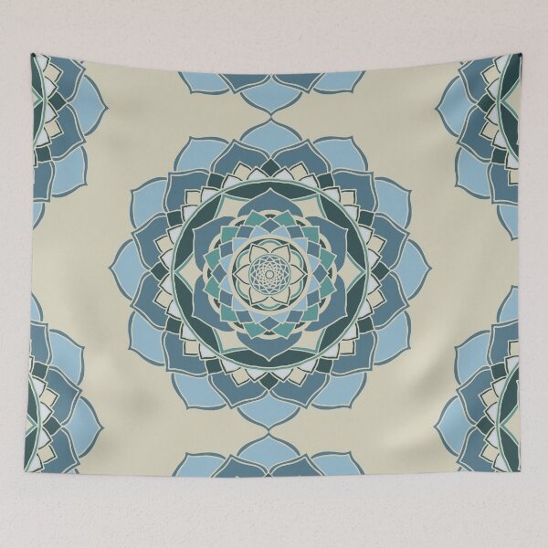 Item preview, Boho chick mandala blue and quetzal green designed and sold by Mandala108.