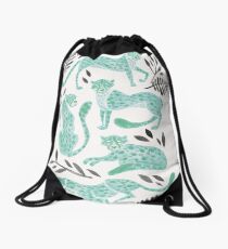 Cheetah Collection – Mint & Black Palette Drawstring Bag