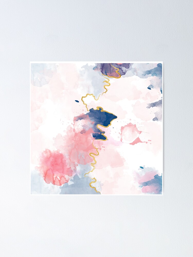 Kintsugi Pastel Marble Abstract Kintsugi Gold Japan Marble Pink Blue Home Decor Kirovair Watercolor Pastel Poster Von Kirovair Redbubble