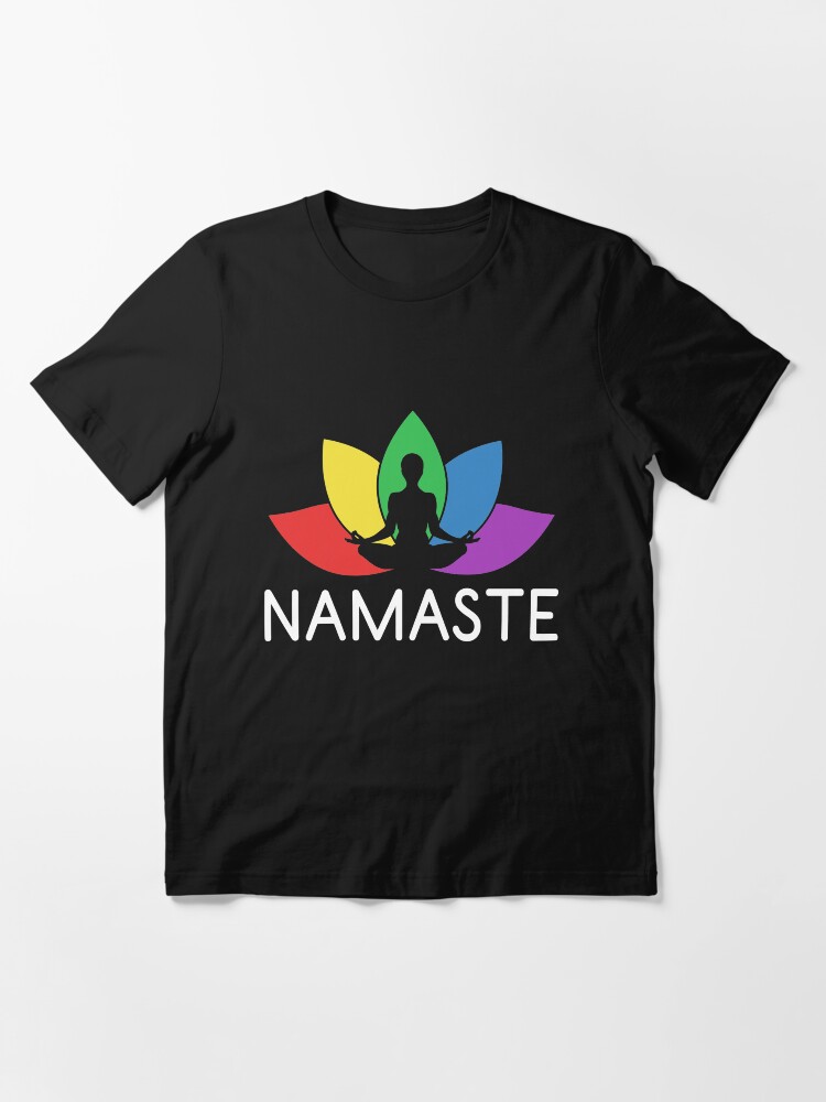 Thumbnail 3 von 7, Essential T-Shirt, Namaste Lotus Plant - LGBT Pride Month Gift designt und verkauft von yeoys.