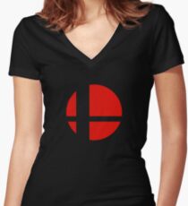Super Smash Bros Icon Women's Fitted V-Neck T-Shirt