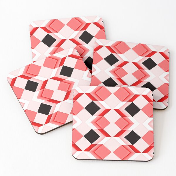 Item preview, Op art, diamonds, cuboids and cubes, reds designed and sold by aapshop.