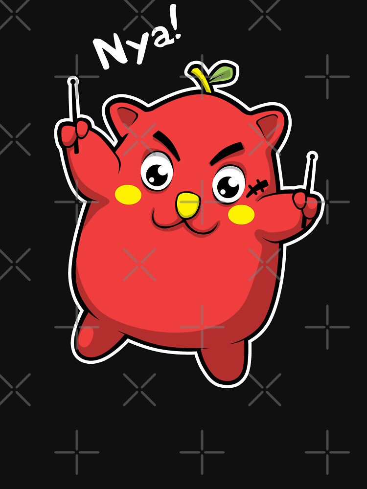"Nyango Star Cute Japanese Apple Cat Drummer Mascot" Tshirt by