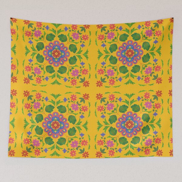 Item preview, Floral Rangoli Pattern on Yellow designed and sold by Judy Adamson.