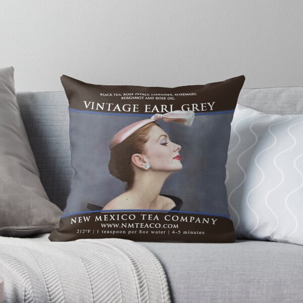 Vintage Earl Grey Throw Pillow