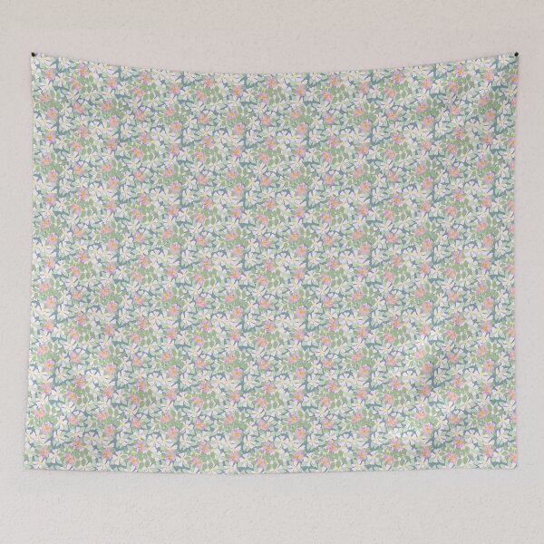 Item preview, Pink Dog Roses on Deep Blue designed and sold by Judy Adamson.