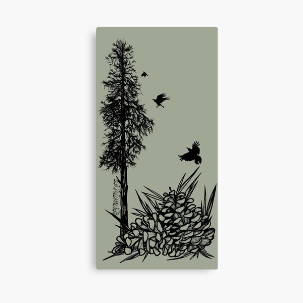 Pacific Northwest tree with crows and pinecones Canvas Print