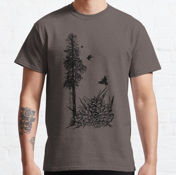 Pacific Northwest tree with crows and pinecones Classic T-Shirt