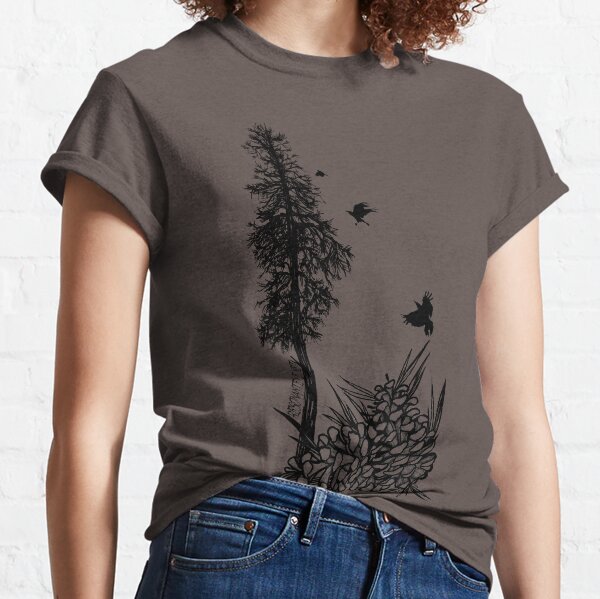 Pacific Northwest tree with crows and pinecones Classic T-Shirt