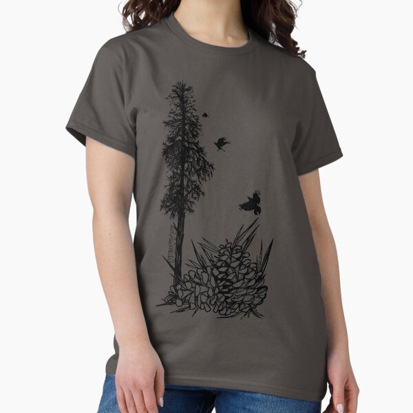 Pacific Northwest tree with crows and pinecones Classic T-Shirt