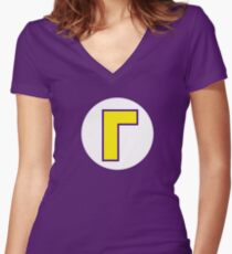 Super Mario Waluigi Icon Fitted V-Neck T-Shirt