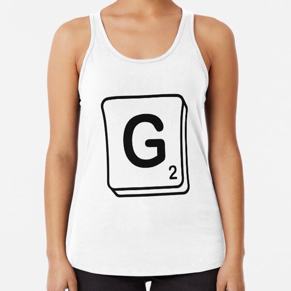G scrabble print Racerback Tank Top