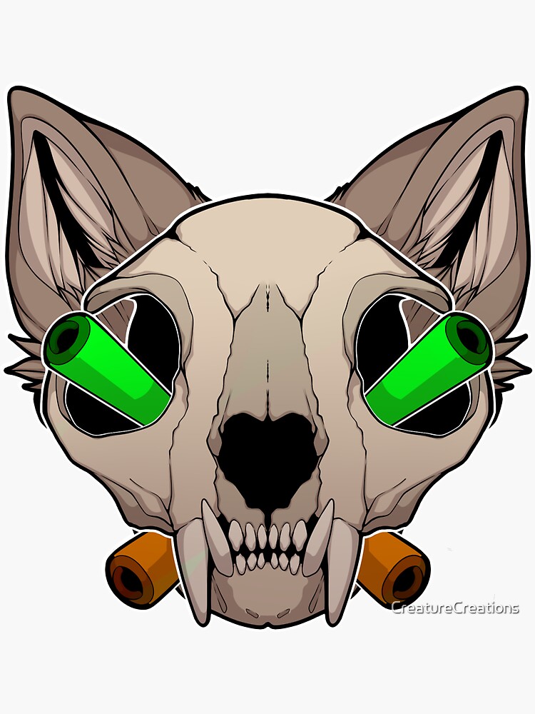 "Cat Skull" Sticker by CreatureCreations | Redbubble