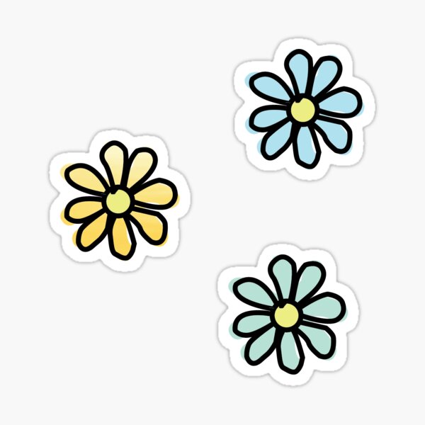 Flower 3-Pack Blue/Green/Yellow Ombré Sticker