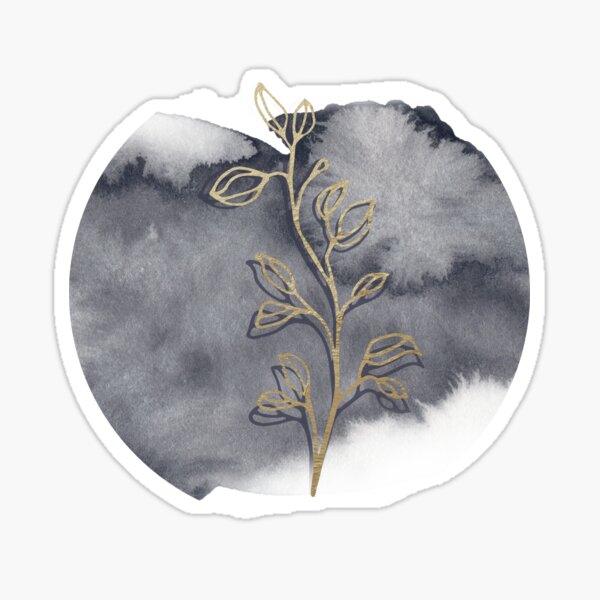 Item preview, Gold Plant Abstract contemporary ink wash designed and sold by Bunnyfuncake.