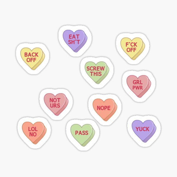 Scream Queen Candy Hearts Parody Die Cut Sticker