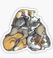 Sleeping pile of Whippets Sticker